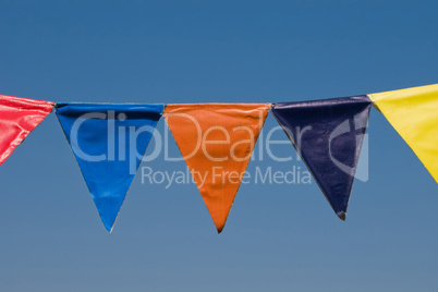 Bright color banner flag and blue background