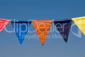 Bright color banner flag and blue background