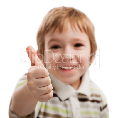 Child gesturing thumb up