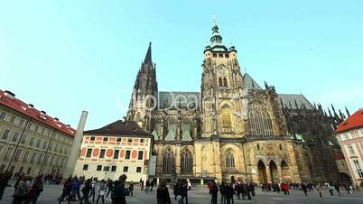 View on old prague cathedral at autumn morning