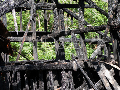 Log burnt by fire