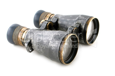 Looking binoculars lens isolated on white