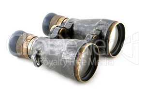 Looking binoculars lens isolated on white