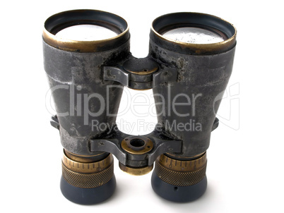 Looking binoculars lens isolated on white