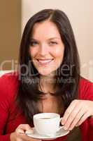 Cup of coffee smiling woman