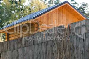Log house structure of wood building home exterior