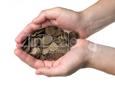 Coins in hands
