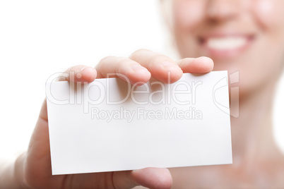 Blank card in hand