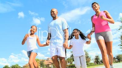 Jogging Fun for Young African American Family