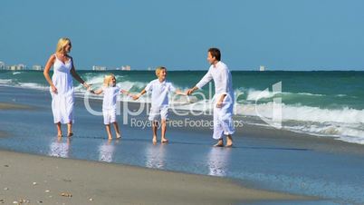 Family Running Fun on the Beach