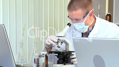 Male Medical Student in Laboratory