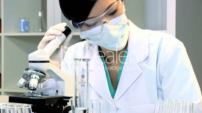 Asian Chinese Medical Research Assistant in Close up