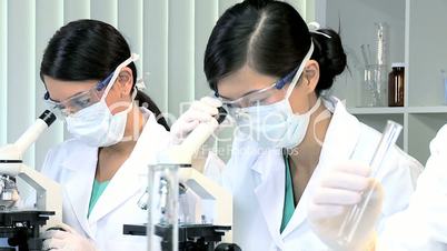 Three Assistants in Medical Research Laboratory