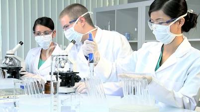 Student Doctors Studying in Hospital Laboratory