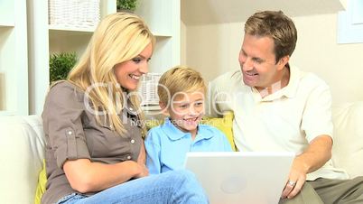 Caucasian Family Talking Via Online Web Chat