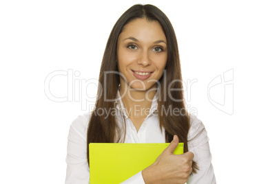 Close-up of business woman with folder