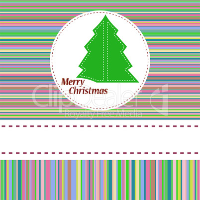 Colorful vector illustration with decorated green Christmas tree