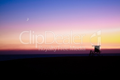 Lifeguard Tower with Moon