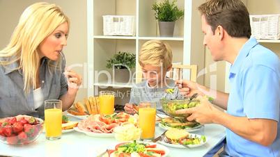 Healthy Caucasian Family Eating Lunch Together
