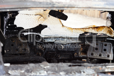 Fire burnt car vehicle