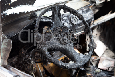 Fire burnt car vehicle