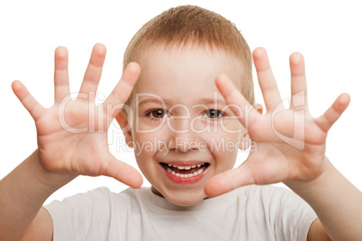 Smiling child gesturing