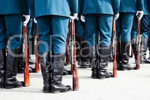 Military uniform soldier row