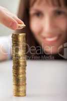 Women hand holding coins