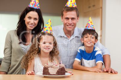 Happy family celebrating birthday
