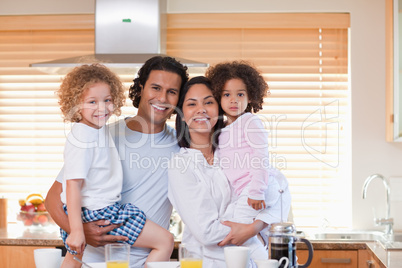 Family having breakfast in the kitchen