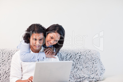 Couple spending time online