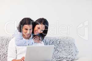 Couple spending time online