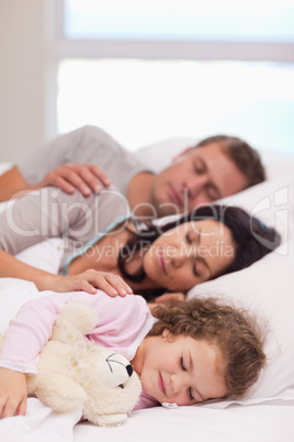 Adorable family taking a nap together