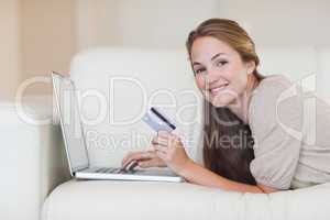 Woman shopping online