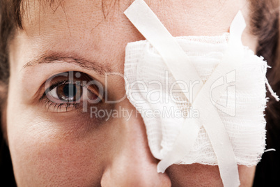 Plaster patch on wound eye