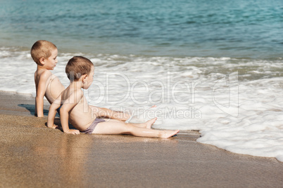 Children on sea beach