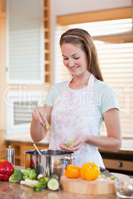 Portrait of a woman cooking