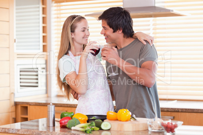 Lovely couple drinking wine