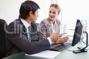 Business team working with a computer