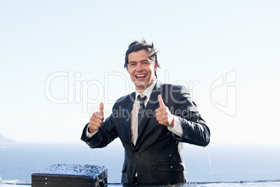 Businessman with the thumbs up