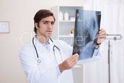 Male doctor analyzing x-ray