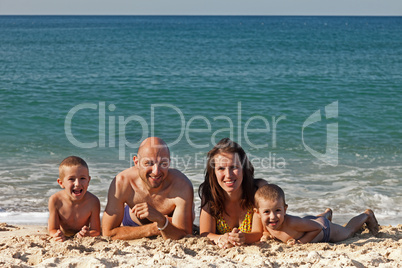 Family on sea beach