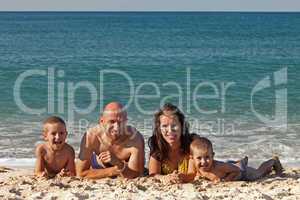 Family on sea beach