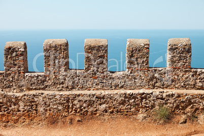 Sea and sky view from Alanya castle wall