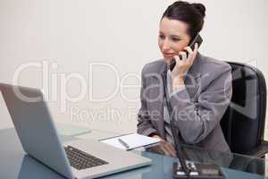 Smiling businesswoman on the telephone