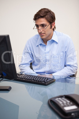 Businessman reading an e-mail