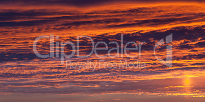 Dramatic sunset on cloud sky