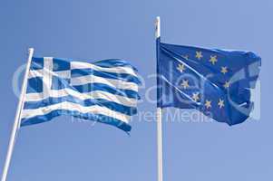 Griechische und Europaflagge