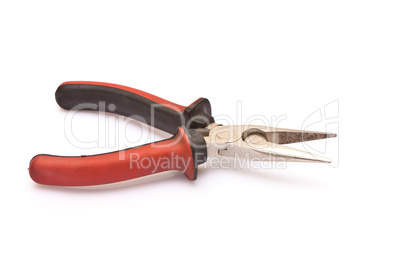 A new pair of needle-nose pliers on a white background.