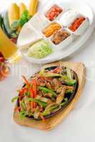 original fajita sizzling hot  on iron plate